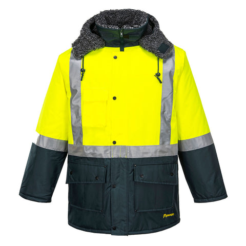 Huski Hi-Vis Contrast Freezer Jacket Yellow/Forest Green