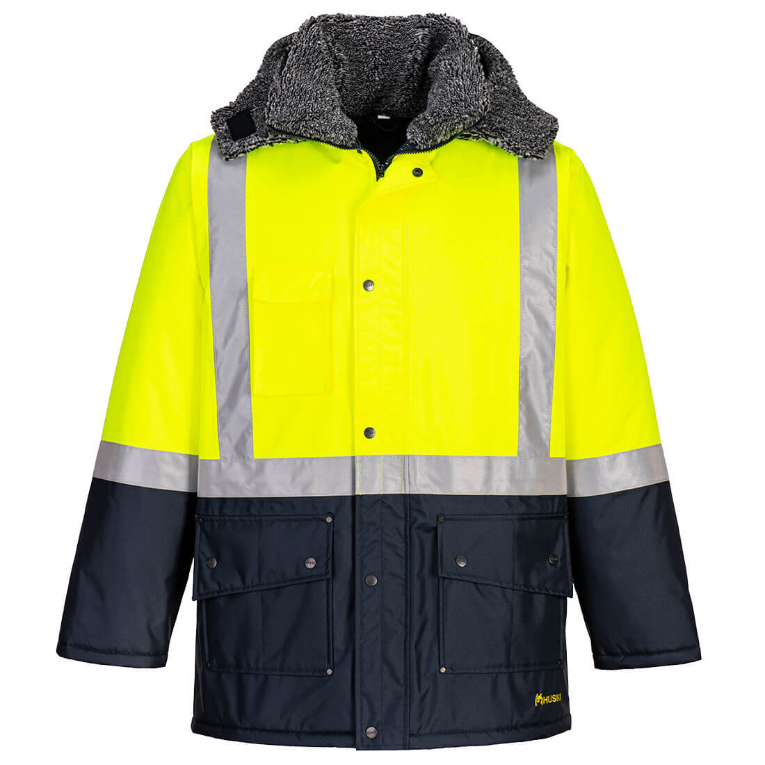 Huski Hi-Vis Contrast Freezer Jacket Yellow/Navy
