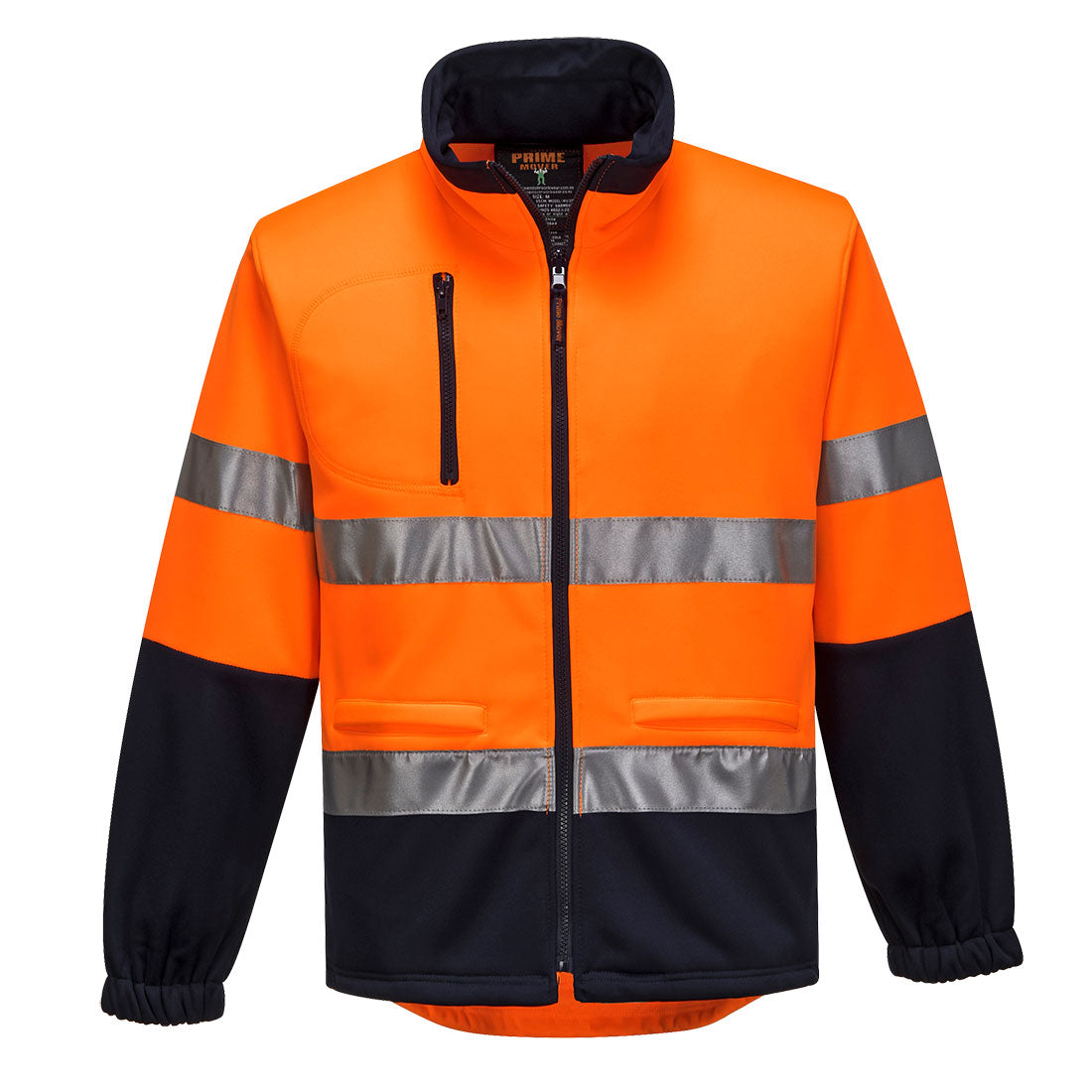 Hi-Vis Water Repellent Contrast Zipped Brush Fleece Orange/Navy