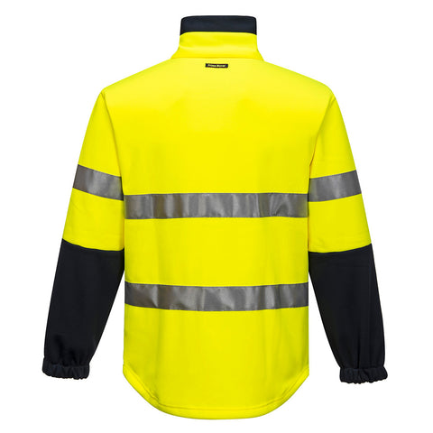 Hi-Vis Water Repellent Contrast Zipped Brush Fleece Yellow/Navy back