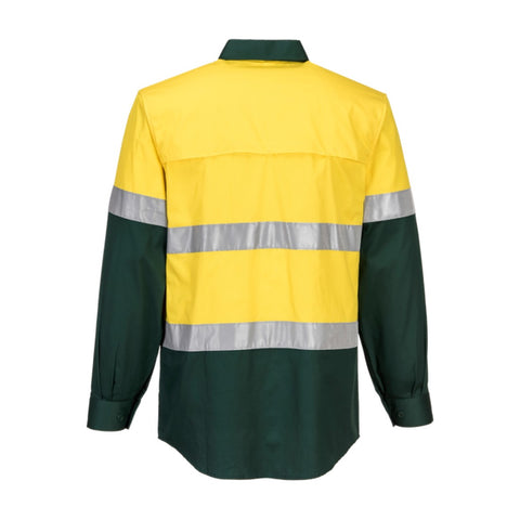 Hobart Hi-Vis Lightweight Contrast Shirt L/S Yellow/Green back