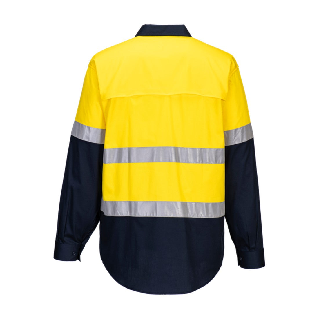 Hobart Hi-Vis Lightweight Contrast Shirt L/S Yellow/Navy back