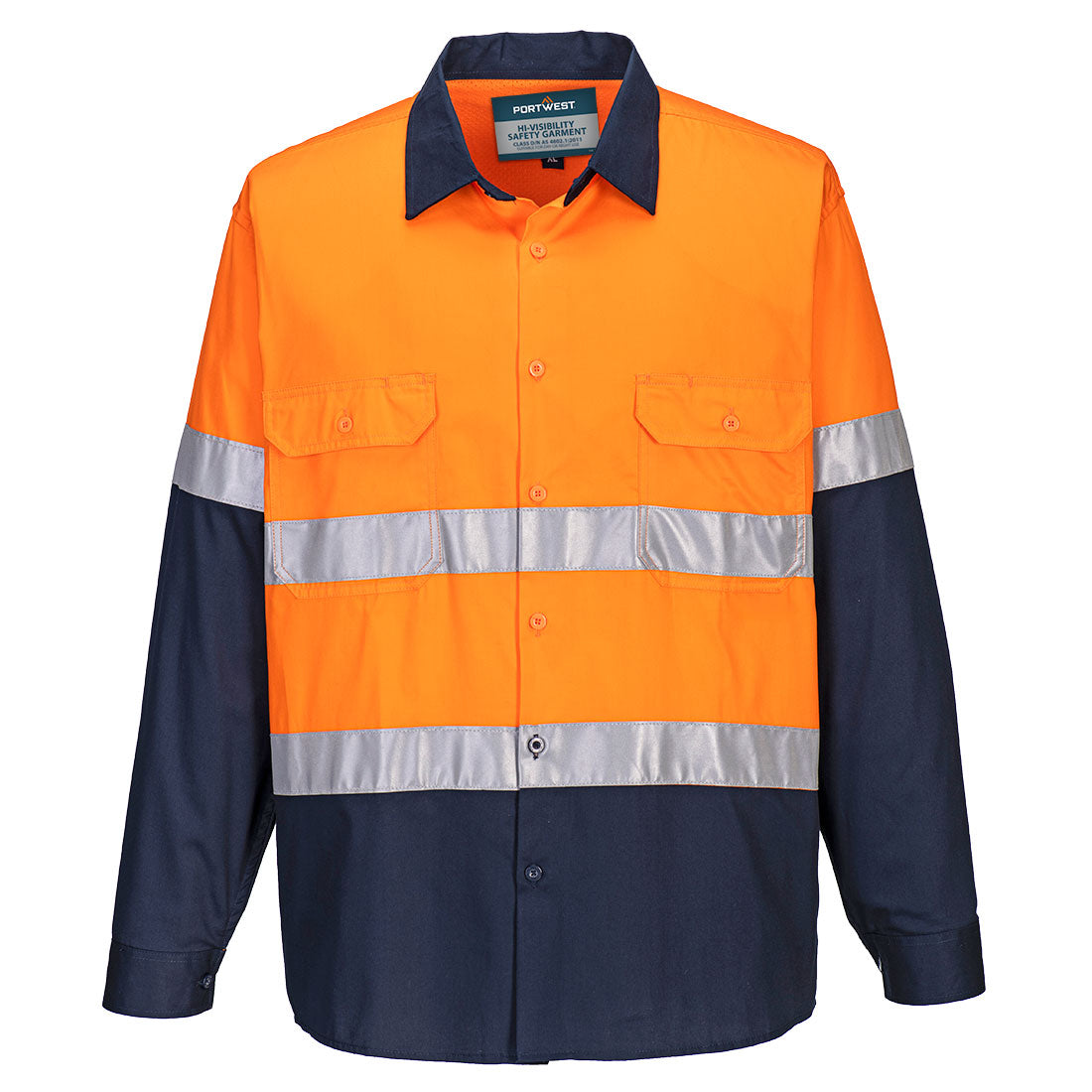 Hobart Hi-Vis Lightweight Contrast Shirt L/S Orange/Navy