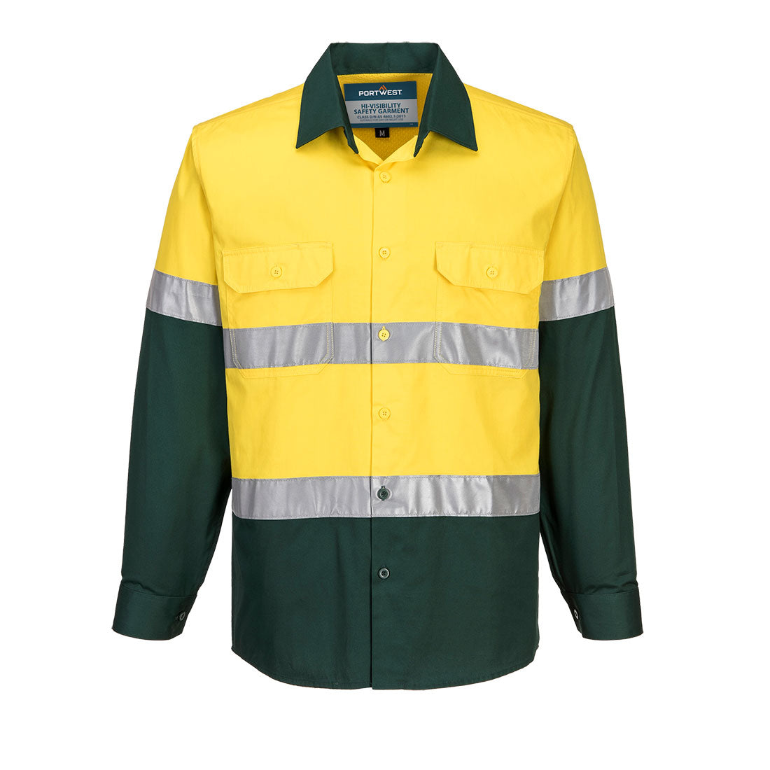 Hobart Hi-Vis Lightweight Contrast Shirt L/S Yellow/Green