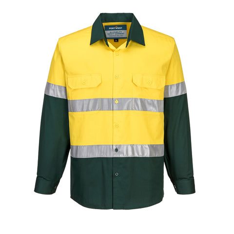 Hobart Hi-Vis Lightweight Contrast Shirt L/S Yellow/Green