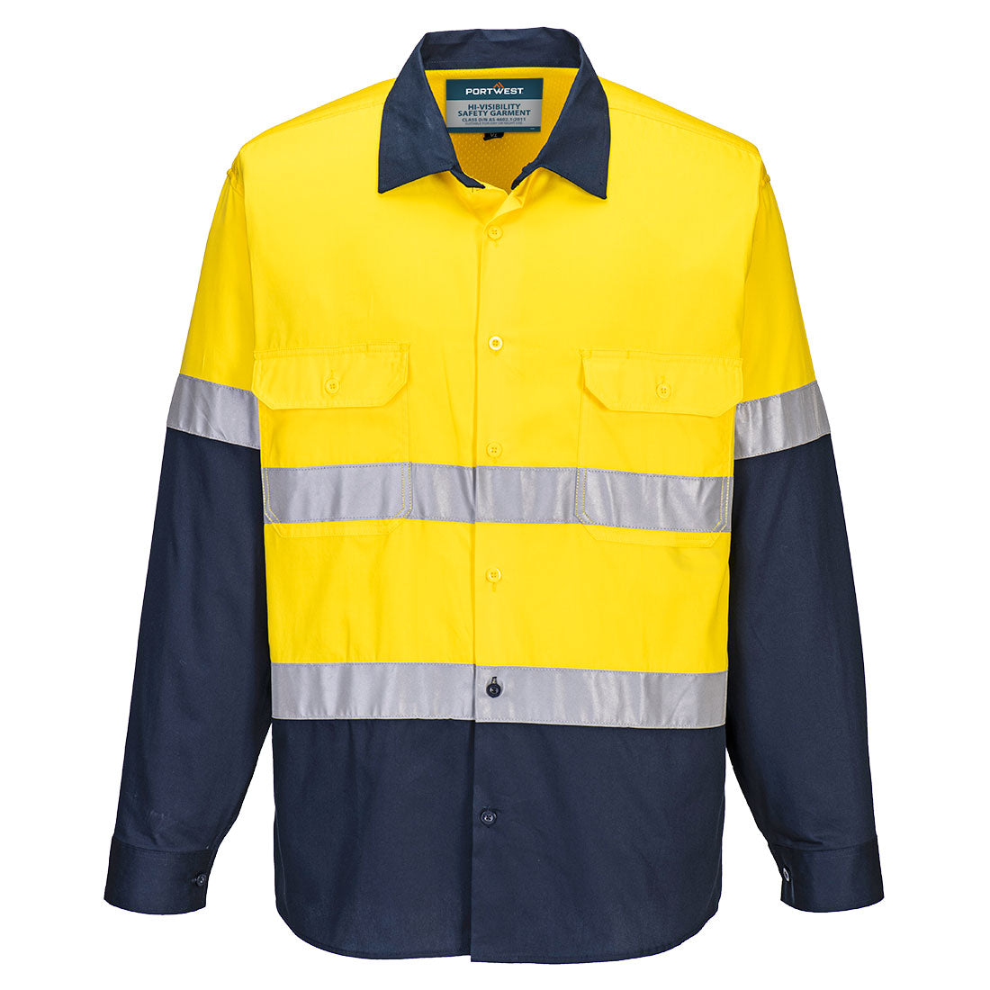 Hobart Hi-Vis Lightweight Contrast Shirt L/S Yellow/Navy