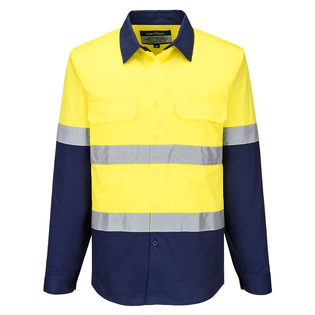 Industrial Hi-Vis Lightweight Contrast Shirt L/S Yellow/Navy