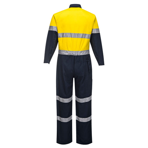 Hi-Vis Contrast Coverall Yellow/Navy back
