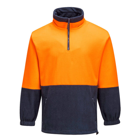 Hi-Vis Contrast 1/4 Zip Class D Polar Fleece Orange/Navy