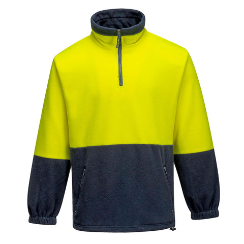 Hi-Vis Contrast 1/4 Zip Class D Polar Fleece Yellow/Navy