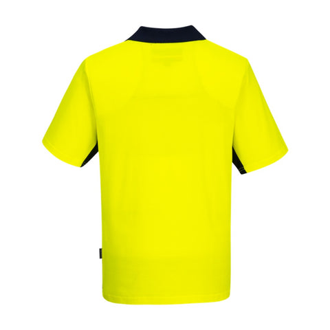 Food Industry Cotton Comfort Polo Shirt S/S Yellow/Navy rear