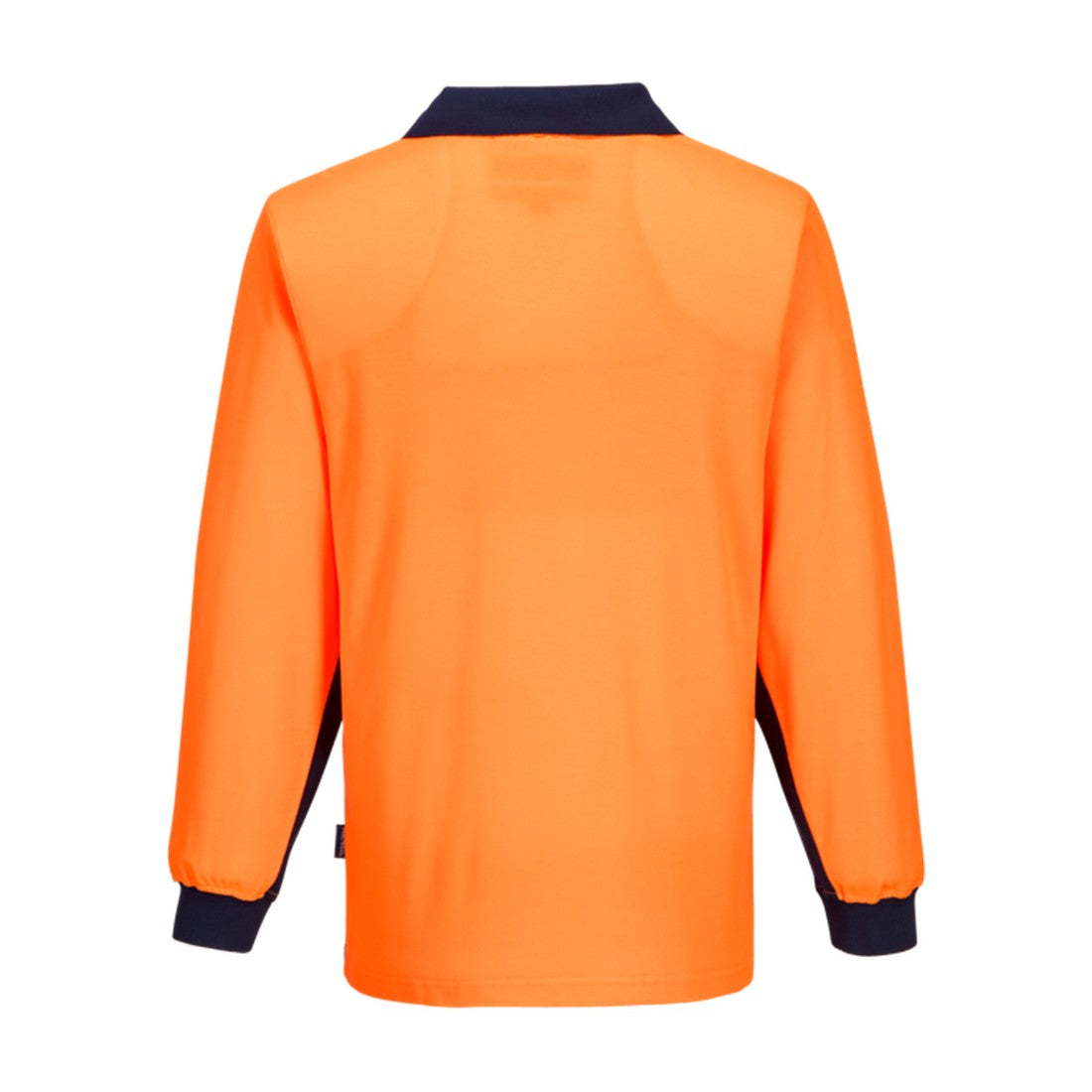 Hi-Vis Cotton Comfort Contrast Class D Polo Shirt L/S Orange/Navy rear
