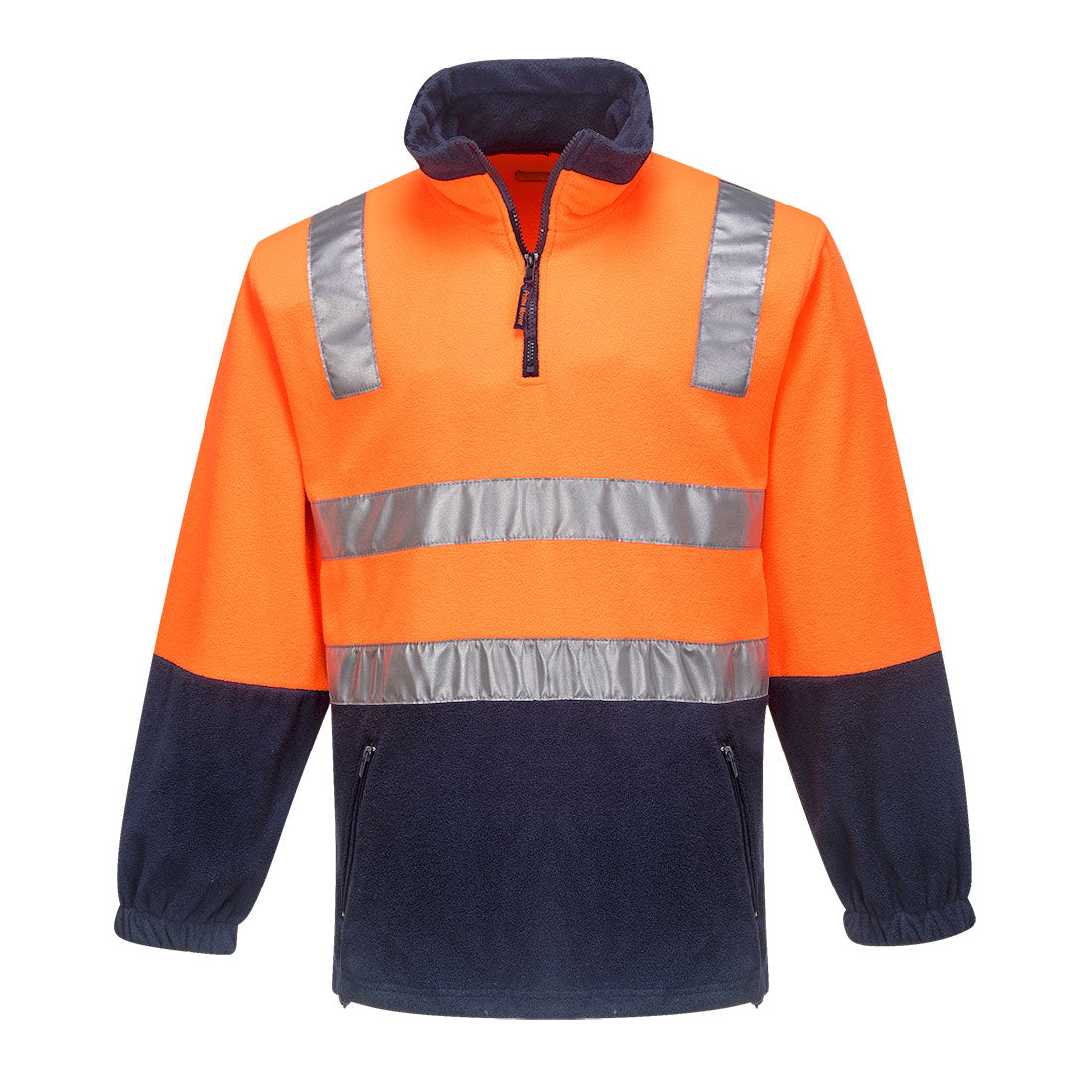 Hi-Vis Contrast 1/4 Zip Polar Fleece Orange/Navy