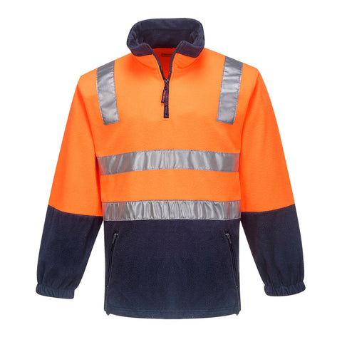 Hi-Vis Contrast 1/4 Zip Polar Fleece Orange/Navy