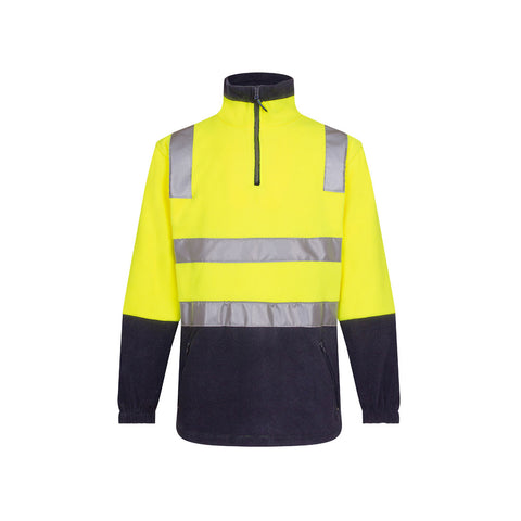 Hi-Vis Contrast 1/4 Zip Polar Fleece Yellow/Navy