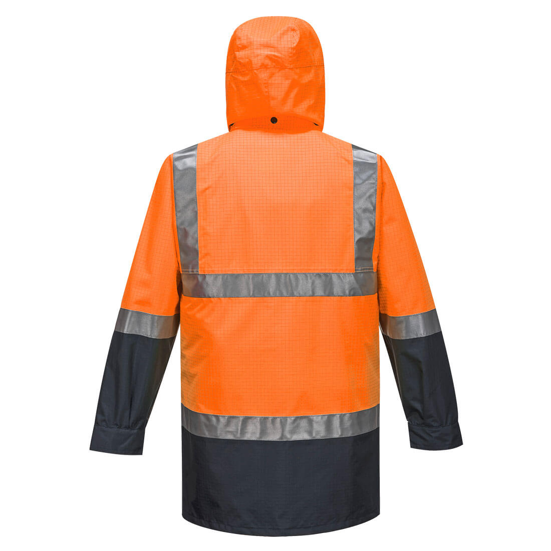 Mackay Hi-Vis Anti-Static Rain Traffic Jacket Orange/Navy back