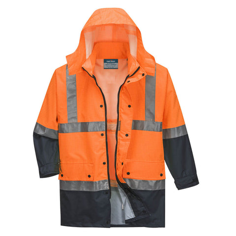Mackay Hi-Vis Anti-Static Rain Traffic Jacket Orange/Navy