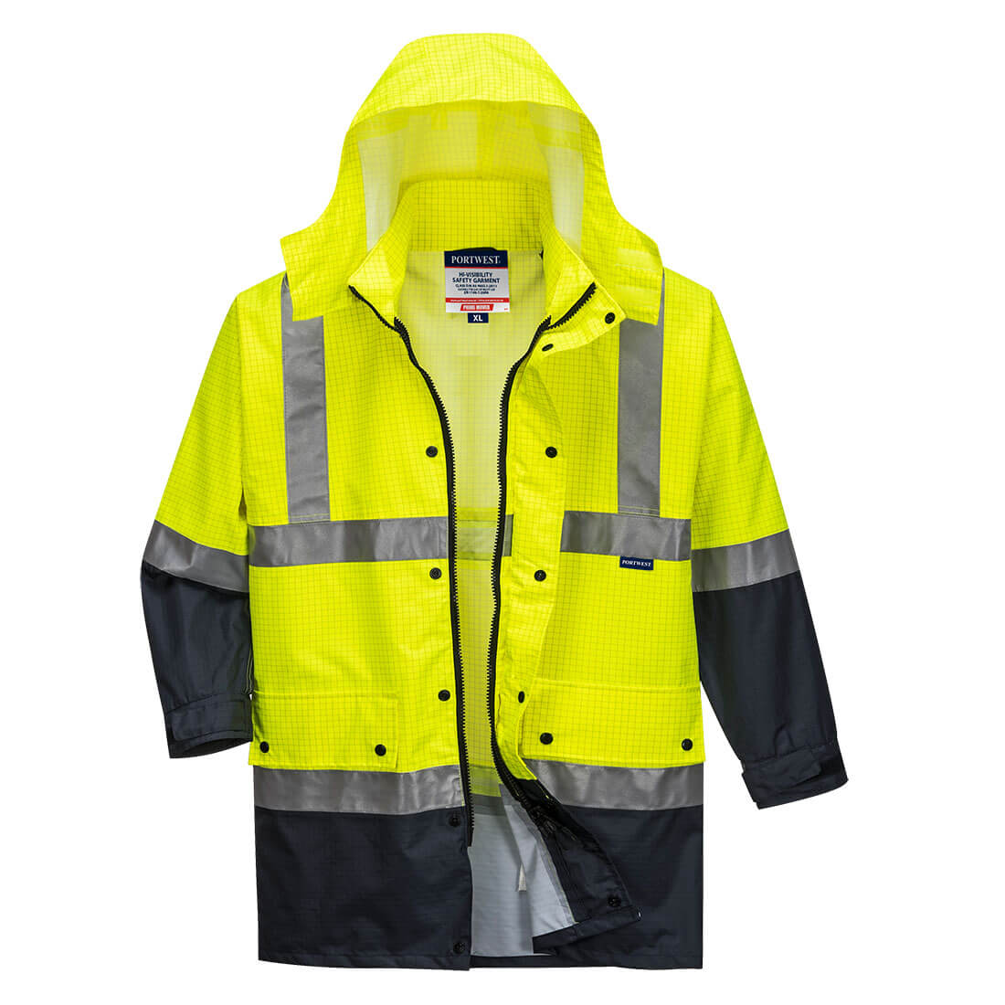Mackay Hi-Vis Anti-Static Rain Traffic Jacket Yellow/Navy