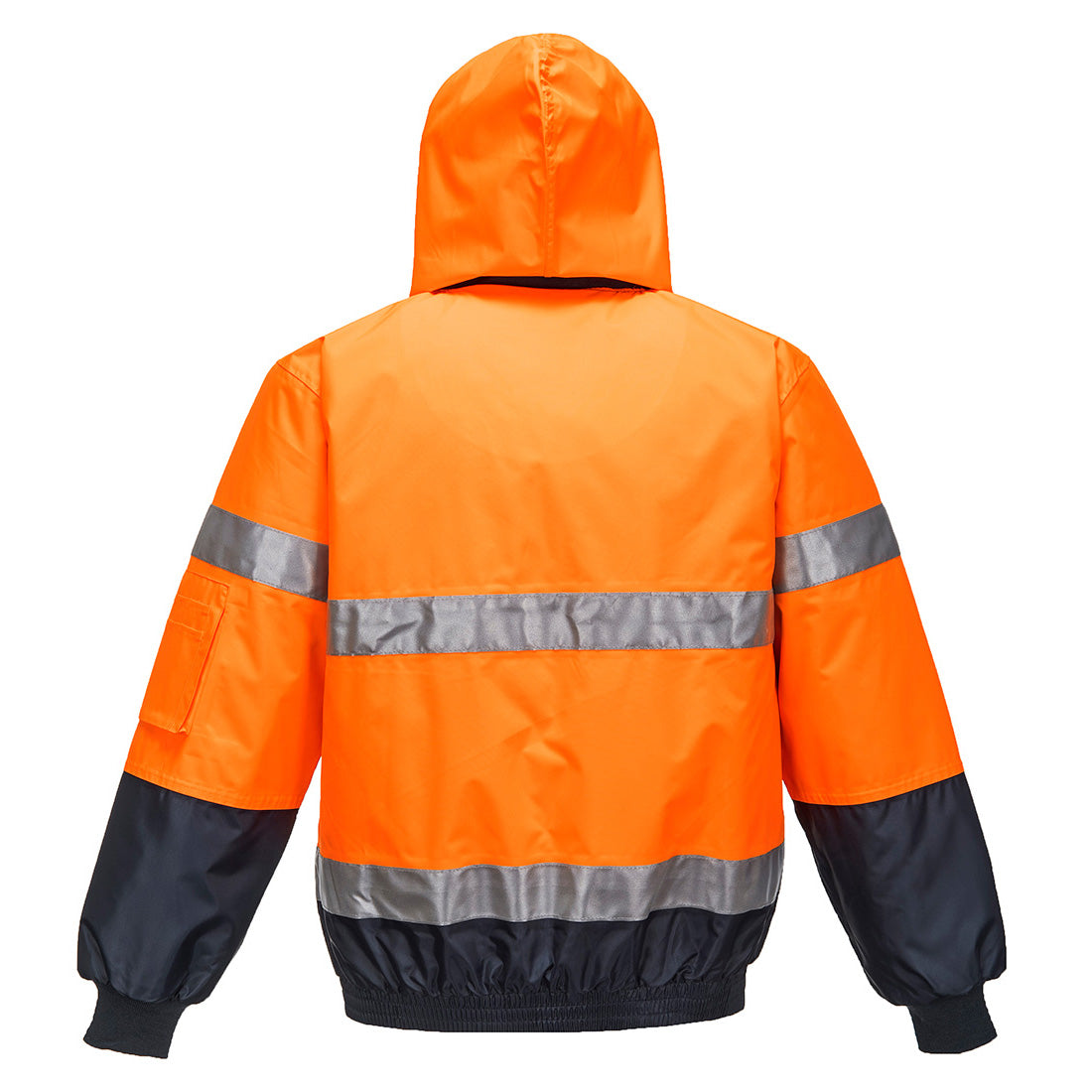 Hi-Vis Contrast Bomber Jacket Orange/Navy back
