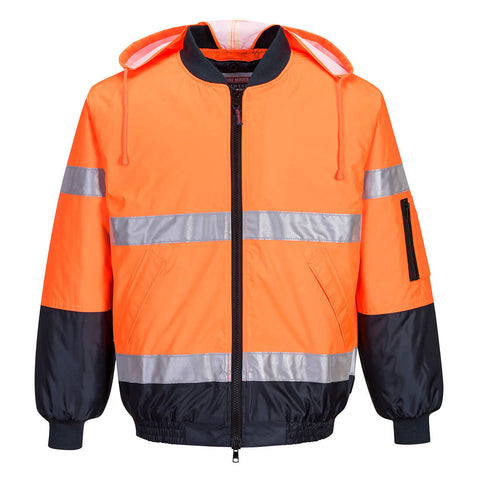 Hi-Vis Contrast Bomber Jacket Orange/Navy