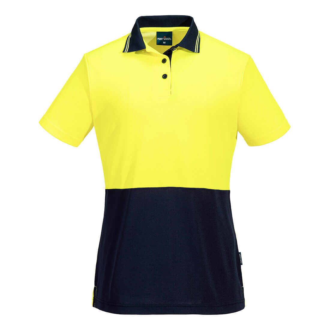 Hi-Vis Women's Cotton Comfort Contrast Class D Polo Shirt S/S Yellow/Navy