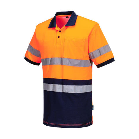 Hi-Vis Class D/N Contrast Polo Shirt S/S Orange/Navy side