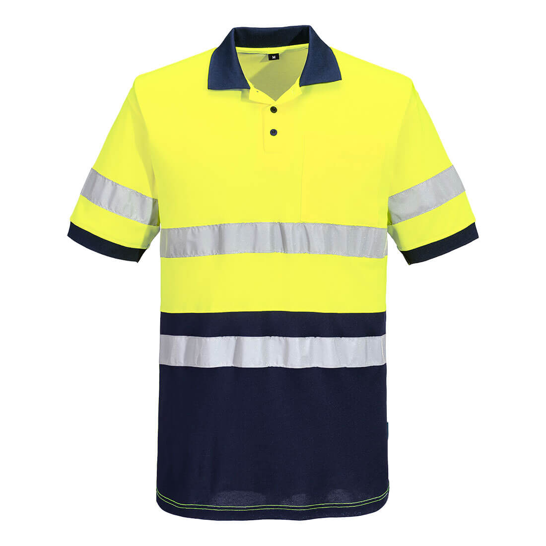 Hi-Vis Class D/N Contrast Polo Shirt S/S Yellow/Navy