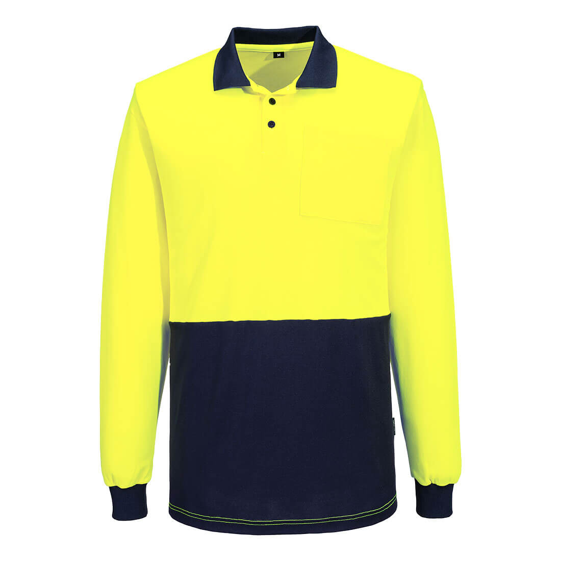 Hi-Vis Cotton Comfort Contrast Class D Polo Shirt L/S Yellow/Navy
