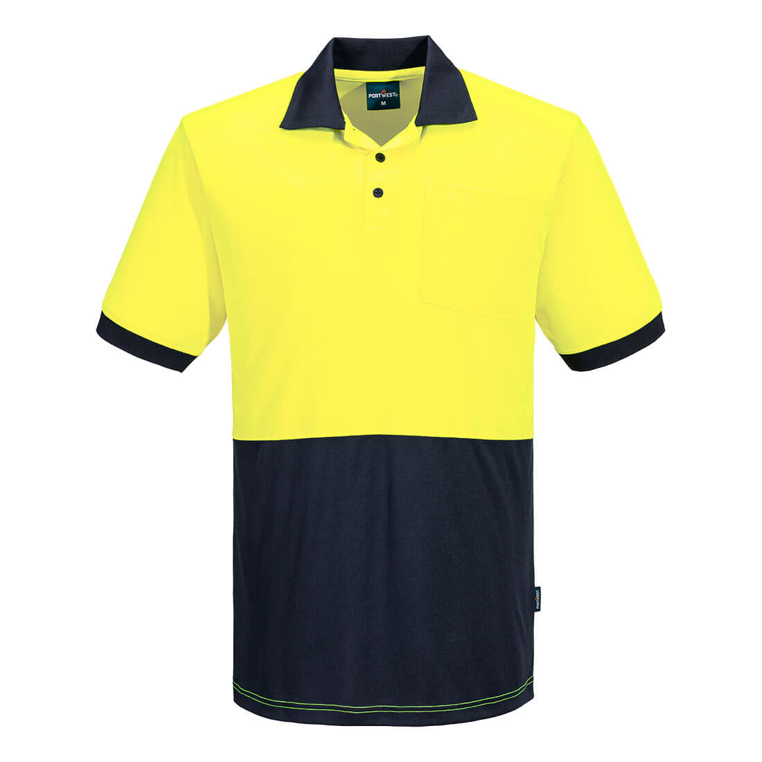 Hi Vis Class D Contrast Polo Shirt S/S Yellow/Navy