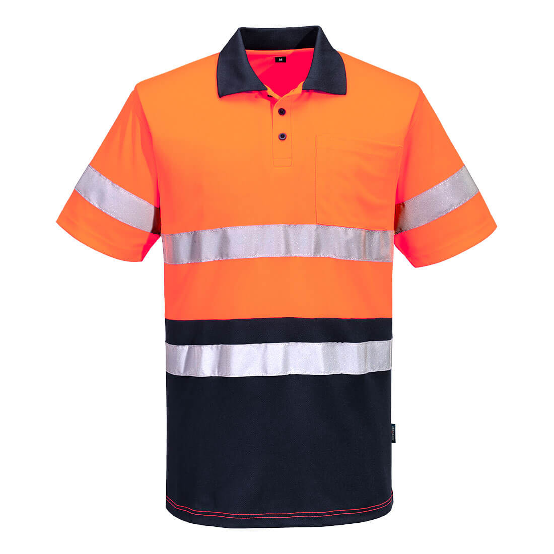 Hi-Vis Contrast Polo Shirt S/S Orange/Navy