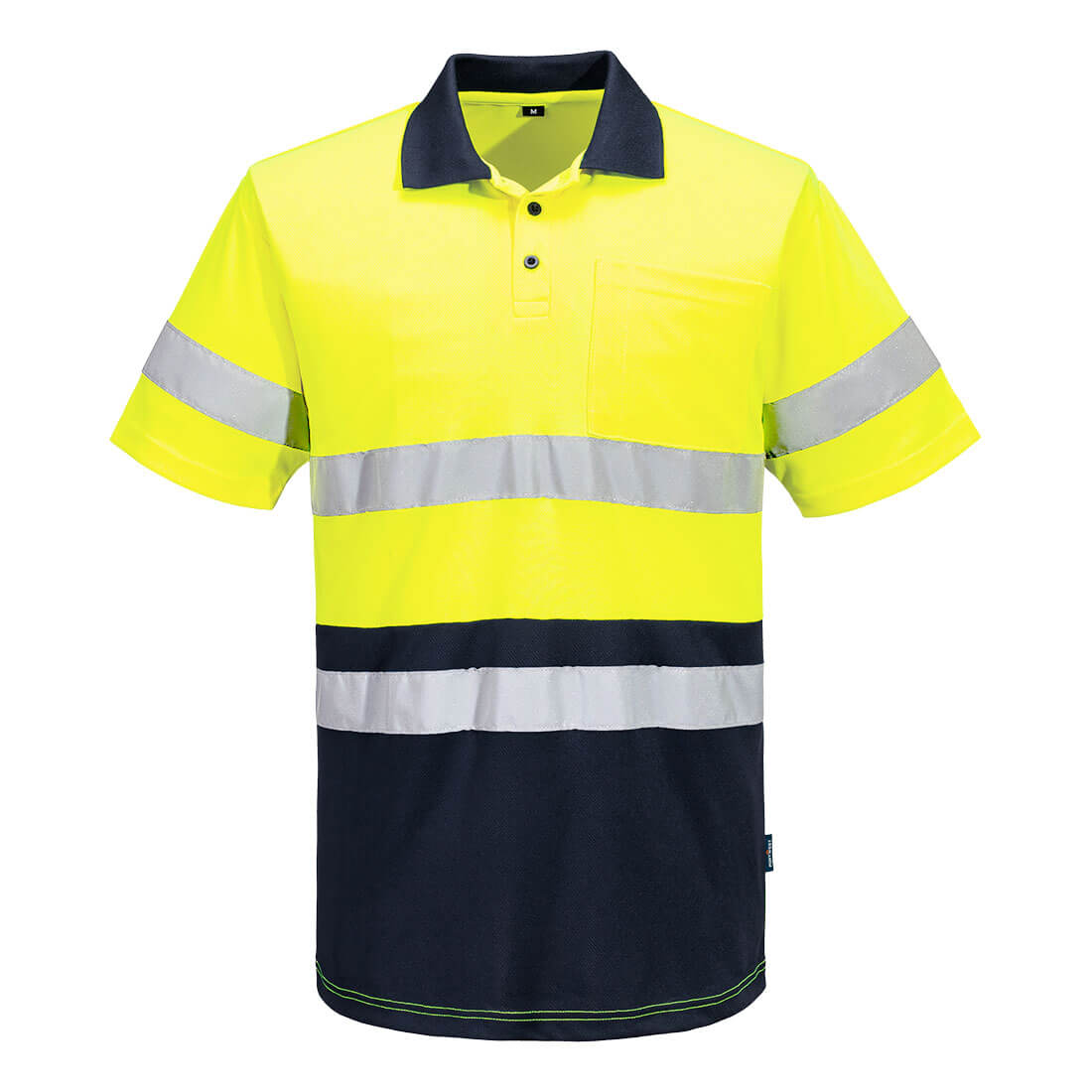 Hi-Vis Contrast Polo Shirt S/S Yellow/Navy