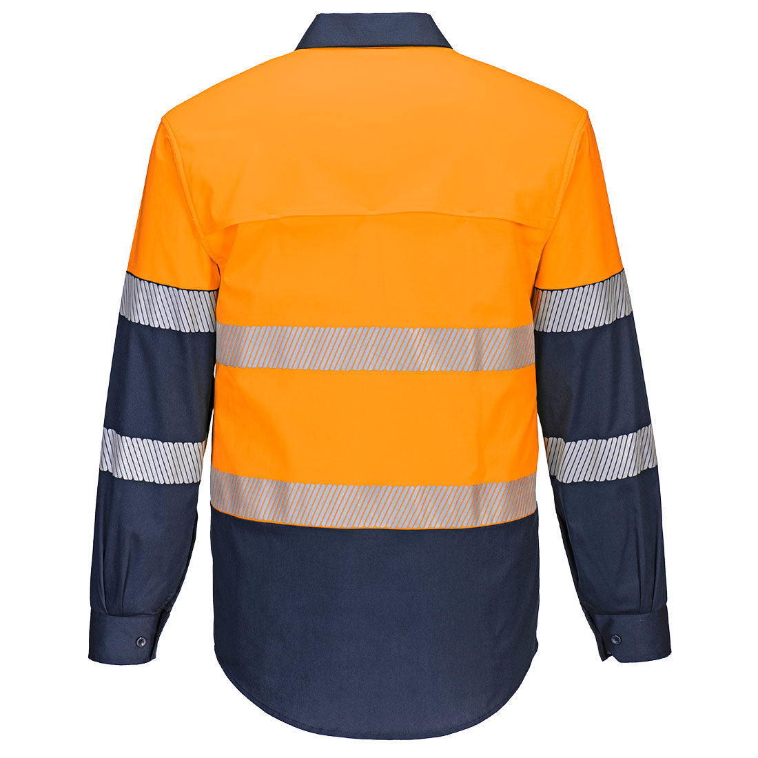 Hi-Vis Stretch Contrast Shirt L/S Orange/Navy back