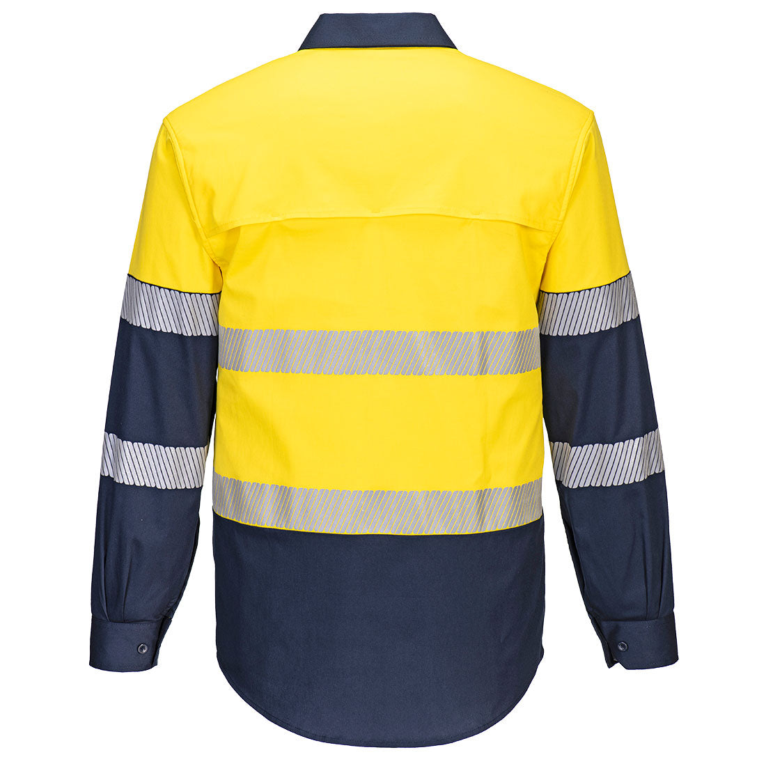 Hi-Vis Stretch Contrast Shirt L/S Yellow/Navy back