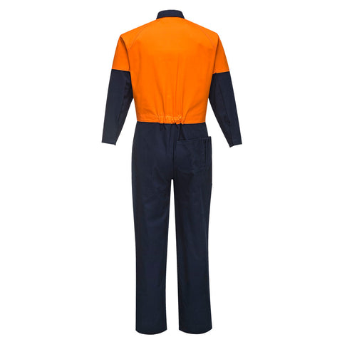 Hi-Vis Contrast Class D Coverall Orange/Navy back