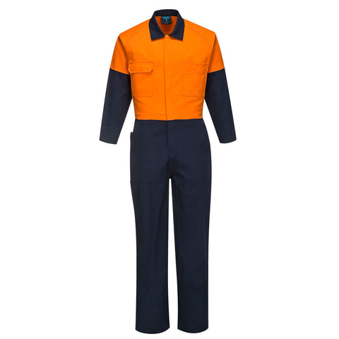 Hi-Vis Contrast Class D Coverall Orange/Navy