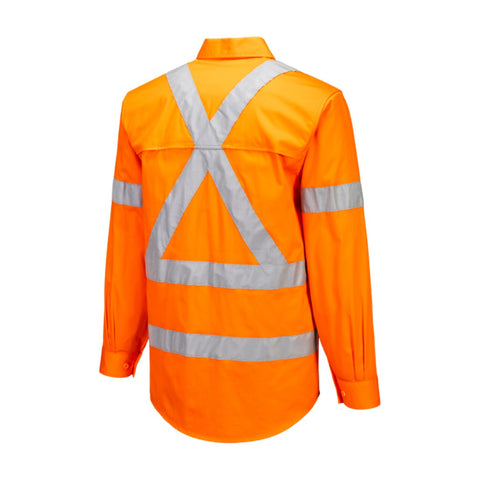 Hi-Vis Lightweight X Back Shirt L/S Orange side