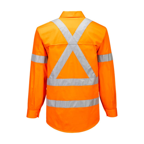Hi-Vis Lightweight X Back Shirt L/S Orange rear