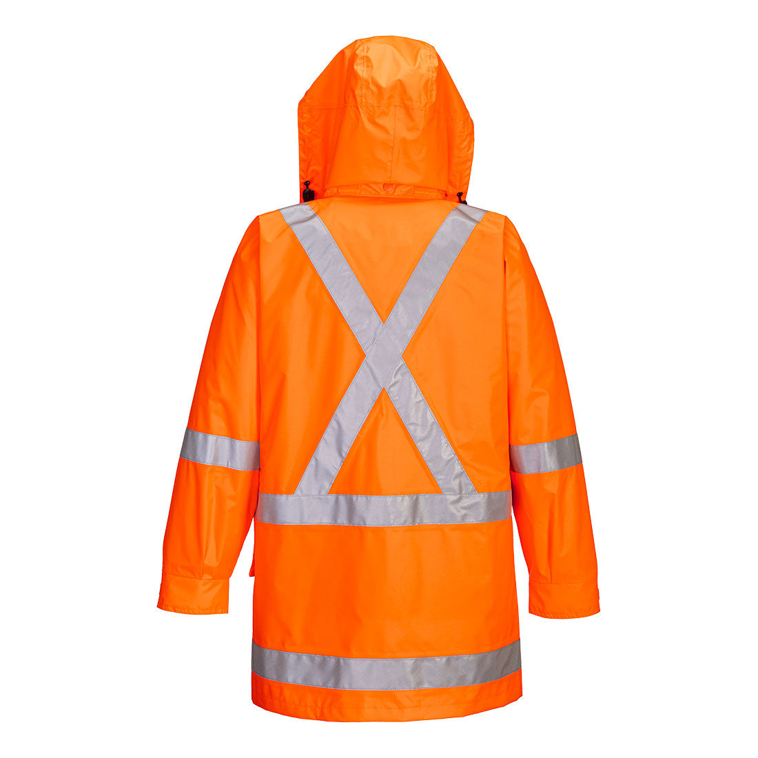 Max Hi-Vis X Back Rain Traffic Jacket Orange back