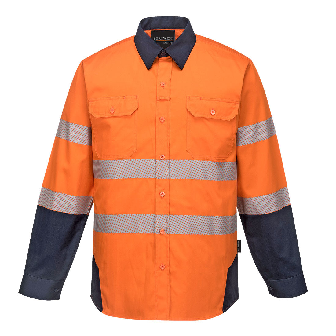 PW3 HI-VIS SHIRT L/S Orange/Navy