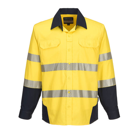 PW3 HI-VIS SHIRT L/S Yellow/Navy