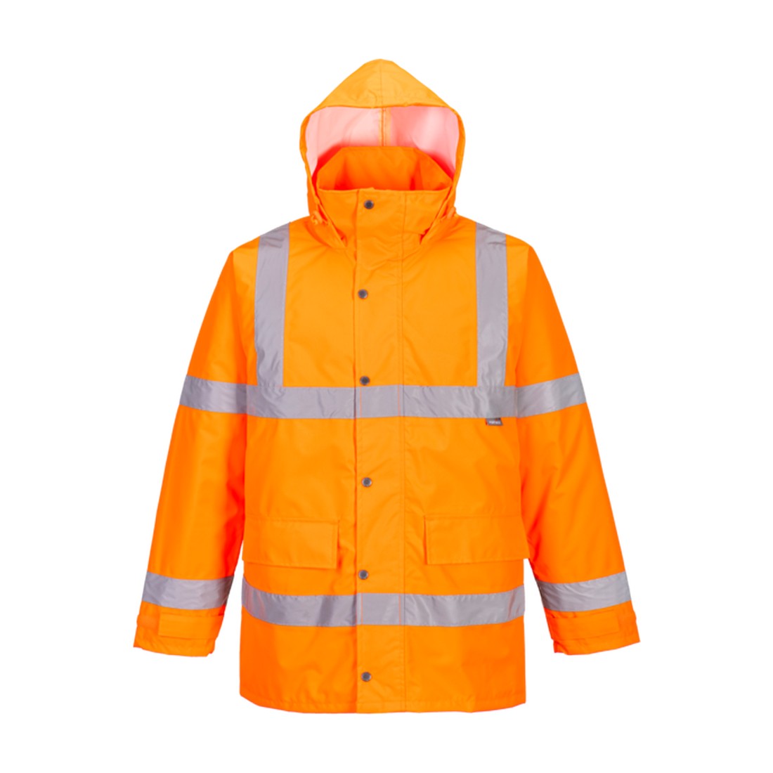 Hi-Vis Winter Traffic Jacket Orange front hood up