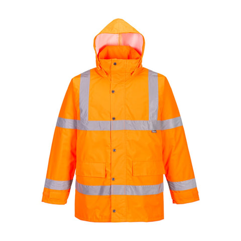 Hi-Vis Winter Traffic Jacket Orange front hood up