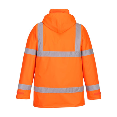Hi-Vis Winter Traffic Jacket Orange back