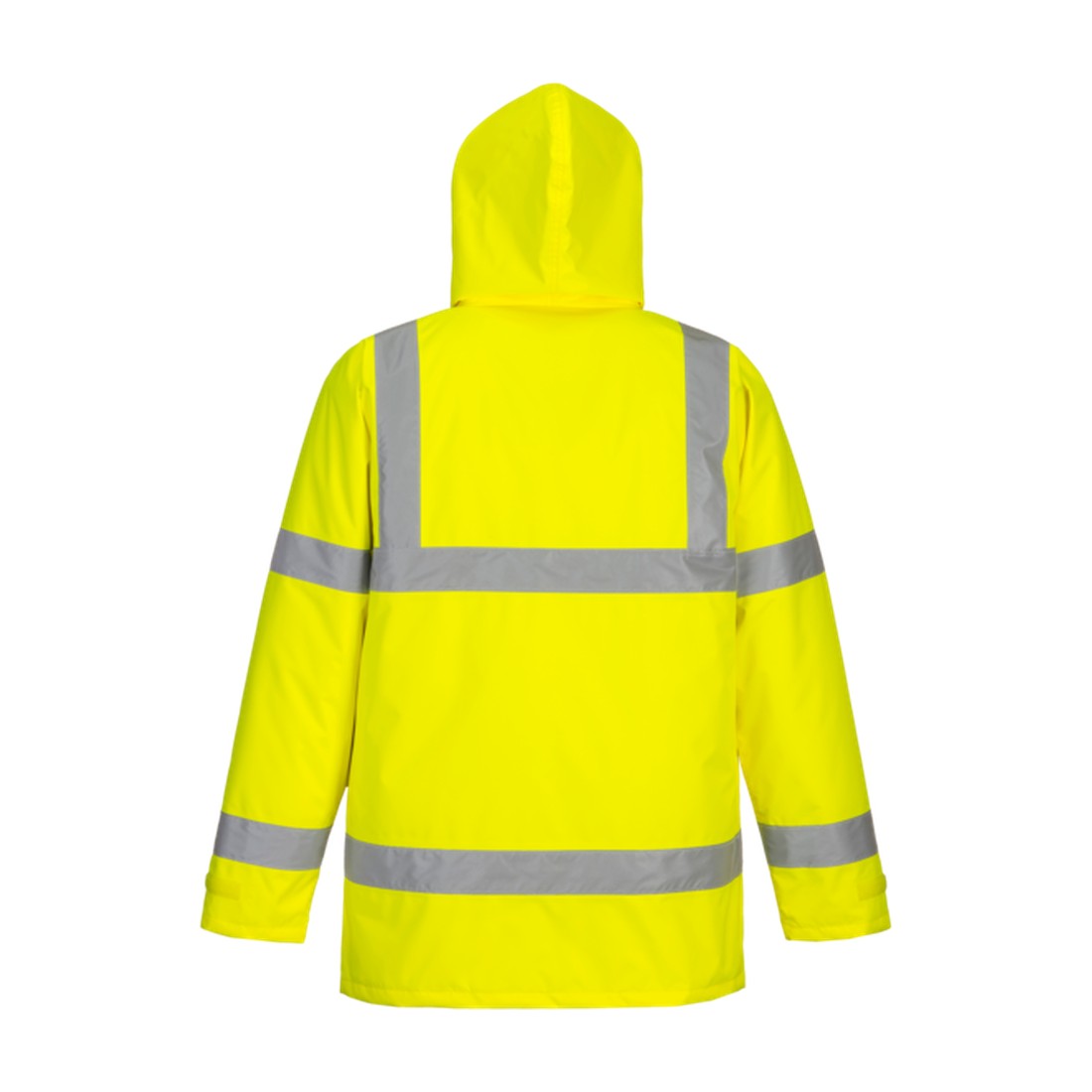 Hi-Vis Winter Traffic Jacket Yellow back hood up