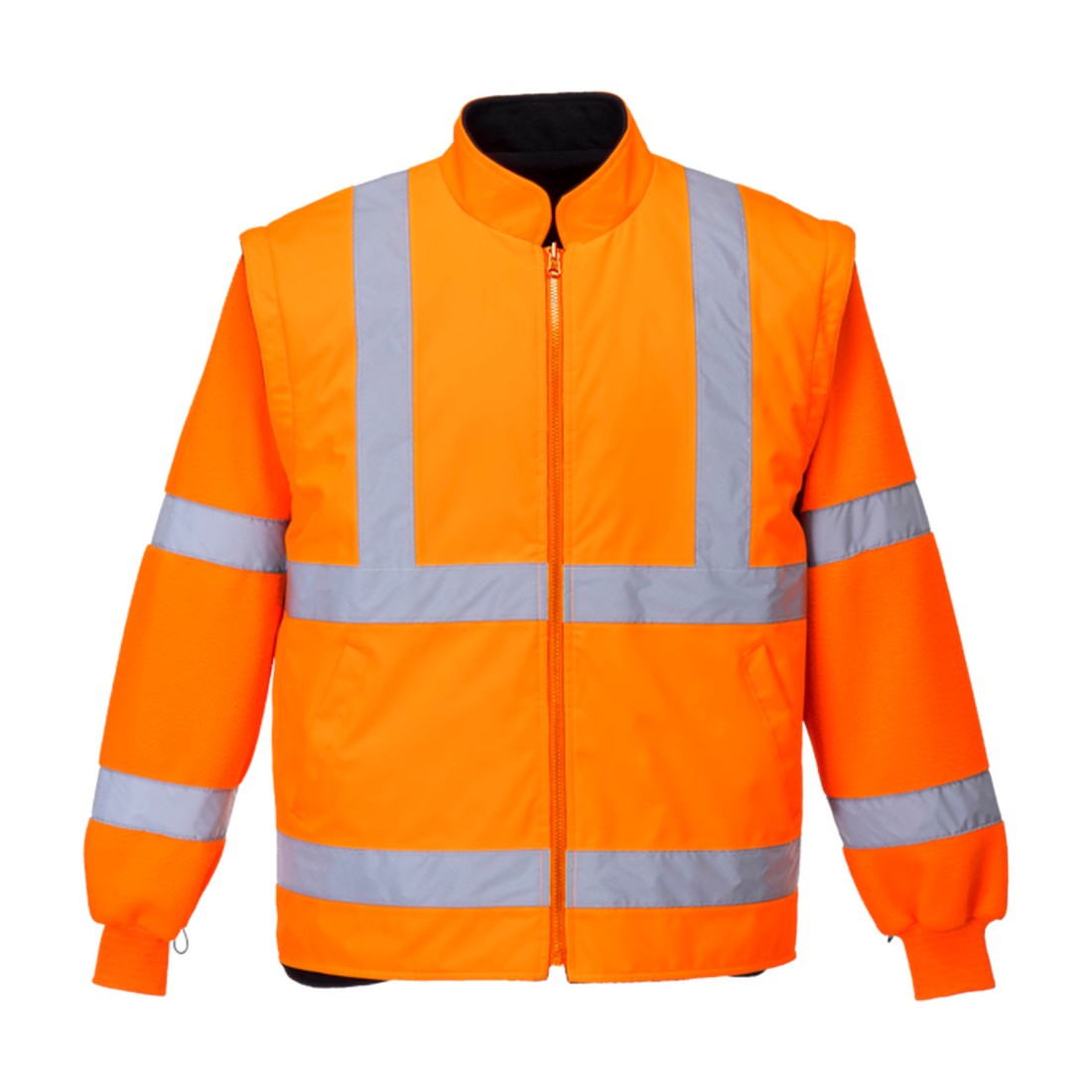 Hi-Vis 5-in-1 Contrast Essential Jacket Orange/Navy inner jacket