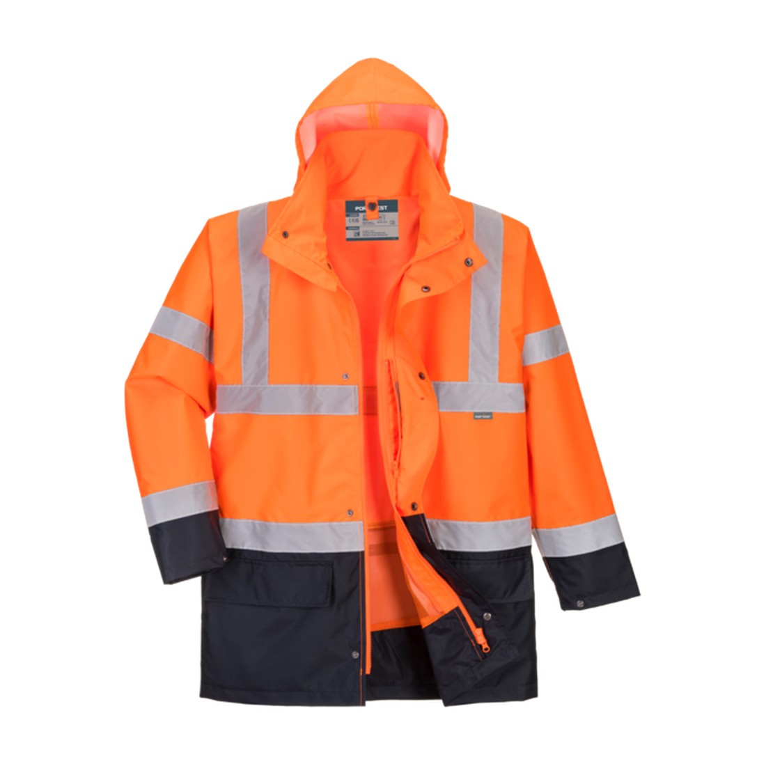 Hi-Vis 5-in-1 Contrast Essential Jacket Orange/Navy open