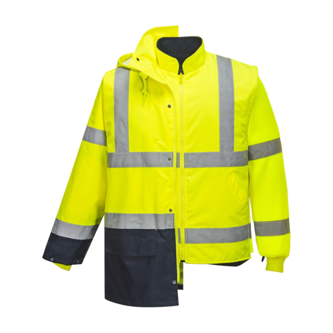 Hi-Vis 5-in-1 Contrast Essential Jacket Yellow/Navy with inner jacket