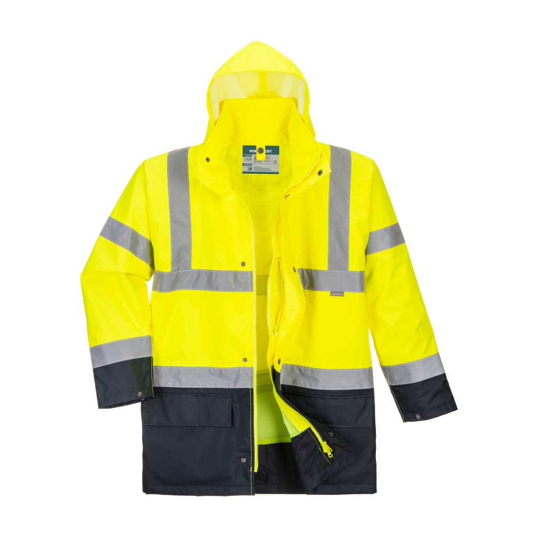 Hi-Vis 5-in-1 Contrast Essential Jacket Yellow/Navy open