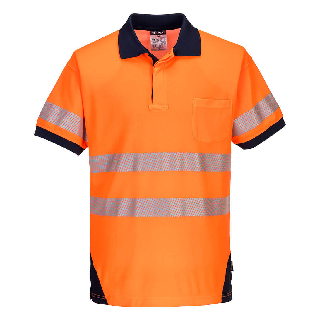 PW3 Hi-Vis Polo Shirt S/S Orange/Navy