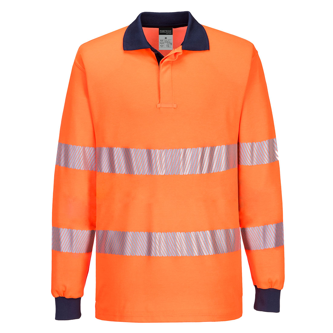 PW3 Hi-Vis Polo Shirt L/S Orange/Navy